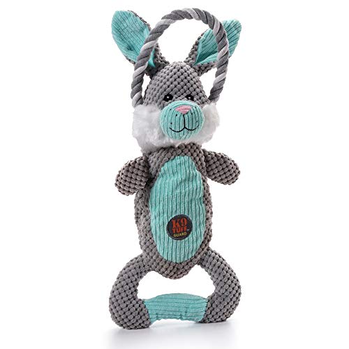 CHARMING Pet Scrunch Bunch Plush Dog Toy - Interactive Soft Cuddly Animal - Tough and Durable Squeaky Tug Toy, Bunny