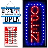 Ultima LED Neon Open Sign for Business: Vertical LED Sign with Flashing Mode for Stores - Includes Business Hours and Open & Closed Signs