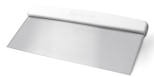 Bleteleh Large Bench / Dough / Cake Scraper, Icing Smoother Spreader, 10-inch Long Stainless Steel Blade, with white Polypropylene Handle