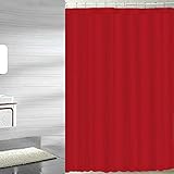 BH Home Mildew-Free Polyester Fabric Water Repellent Shower Curtain Liner (Red)
