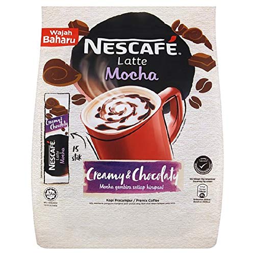 Book Cover Nescafe 3 in 1 MOCHA Coffee Latte - Instant Coffee Packets - Single Serve Flavored Coffee Mix (15 Sticks)