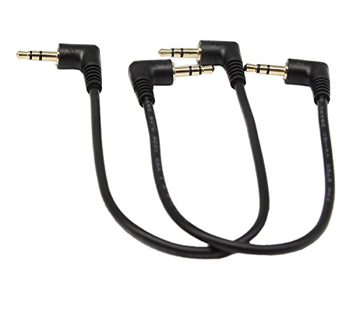 3.5mm Stereo Audio Cable,SinLoon (2-Pack) Gold Plated 90 Degree Right & Left Angled 3.5mm Male to Male Stereo Audio Cable for iPhone, iPad or Smartphones, Tablets, Media Players(8inch)