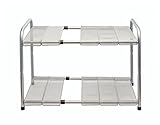 Venoly Home - Under Sink 2 Tier Expandable Shelf Organizer Rack, Silver - Expands from 18 Inches to 30 Inches