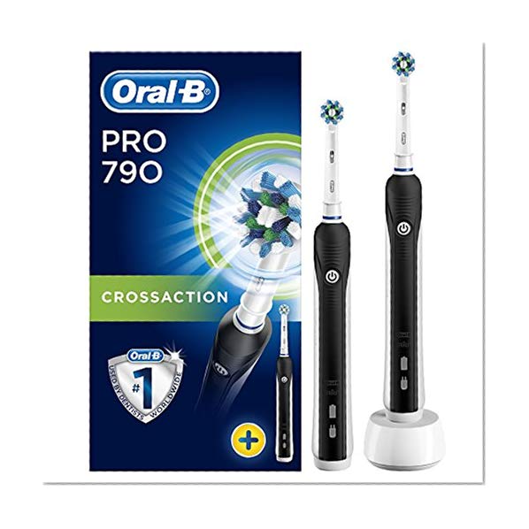 Oral-B PRO 790 CrossAction Brosse à Dents Électrique Rechargeable Par Braun, 2 Manches Noirs, 2 Brossettes