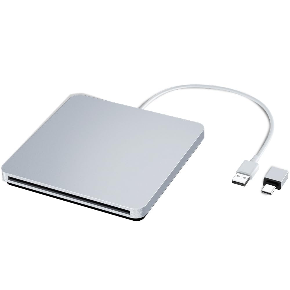 Book Cover External CD DVD Drive, VersionTECH. USB C Type-c Ultra Slim Portable CD DVD RW DVD CD ROM Burner Writer Superdrive with High Speed Data Transfer Compatible with Mac MacBook Pro Air iMac Laptop