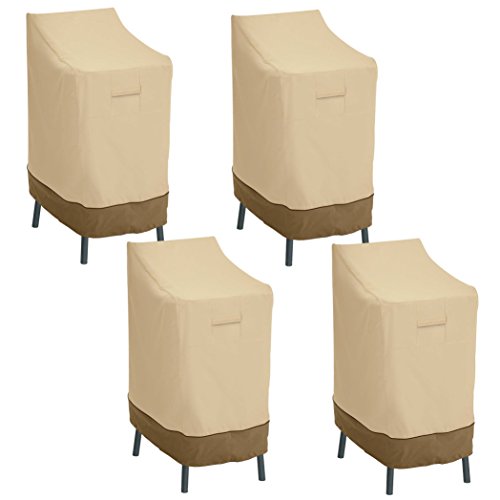 Classic Accessories Veranda Water-Resistant 26 Inch Patio Bar Chair & Stool Cover, 4-Pack, Patio Furniture Covers