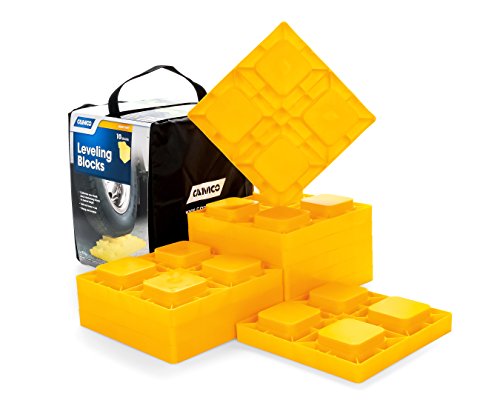 Book Cover Camco Heavy Duty Leveling Blocks, Ideal For Leveling Single and Dual Wheels, Hydraulic Jacks, Tongue Jacks and Tandem Axles (10 pack, Frustration-Free Packaging) - 44510