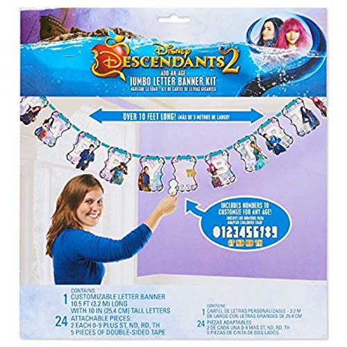 amscan Ribbon Letter Banner | Disney Descendants 2 Collection | Birthday, Multicolor