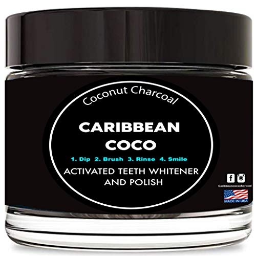 Premium Activated Coconut Carbon Charcoal - Teeth Whitening Toothpaste Powder- by Caribbean Coco