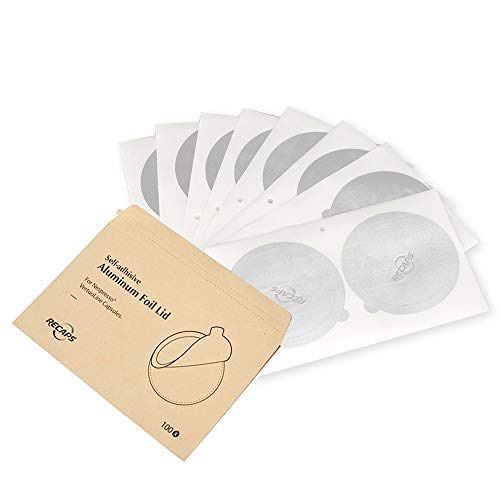 RECAPS Aluminum Foil Lids to Reuse Coffee Capsules Compatible with Nespresso VertuoLine 100 Pcs 62mm