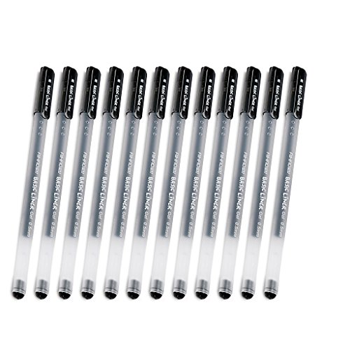 12pcs Fine Point Rollerball Pen Set - 0.5mm Non Bleed Bullet Tip Gel Ink Pen for Exam,Bible Journaling,Notetaking,Sketching,Writing, Smooth and Anti Skip,Black Ink