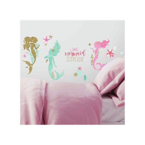 Book Cover RoomMates RMK3562SCS Mermaid Peel and Stick Wall Decals With Glitter