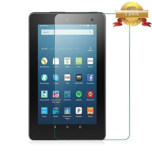 [2-Pack] ArtSet All New HD 7 Tablet (7th Generation / 2017 Released Only) Tempered Glass Screen Protector, State Of The Art/ Anti-Scratch/ Smudge-Resistant/ Easy Installation
