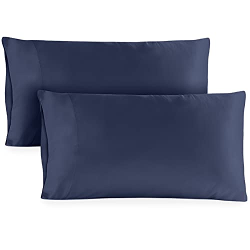 HotelSheetsDirect 100% Bamboo Pillowcase Set (2 Pillowcases, Navy Blue)