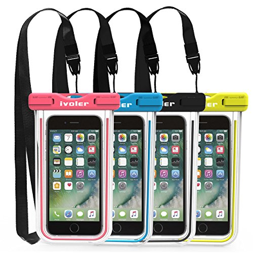 iVoler [Certifiée IPX8] Pochette Téléphone Étanche, [Lot de 4] Housse Coque Universel 6.2 Pouces Waterproof Case Bag Etui Safe Water Pouch avec pour iPhone, Samsung,Huawei (Nior+Bleu+Vert+Rose)