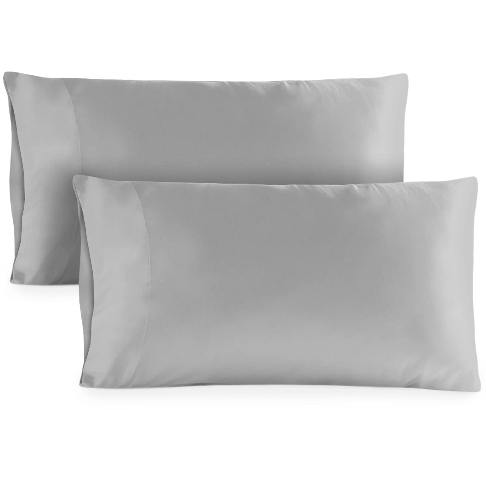 Hotel Sheets Direct Pillow Cases Standard Size (Queen) - Set of 2, 20x30 Inch Cooling Pillow Cases Queen - Silky Pillowcase for Hair and Skin - Grey 2 Standard/Queen Pillowcases Grey