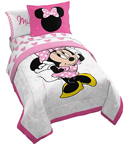 Book Cover Jay Franco Minnie Mouse XOXO 5 Piece Twin Bed Set - Includes Comforter & Sheet Set - Super Soft Fade Resistant Polyester (Official Product)