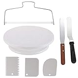 Cake Decorating Turntable,Cake Decorating Supplies with Decorating Comb/Icing Smoother(3pcs),2 Icing Spatula with Sided & Angled …