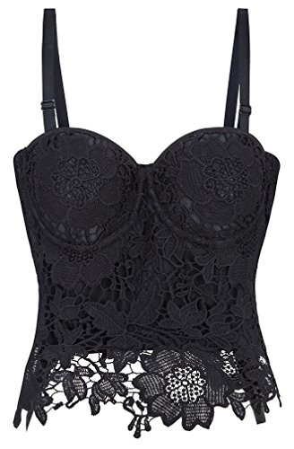 Imilan Women's Floral Lace Corset Crop Top Bustier Punk Club