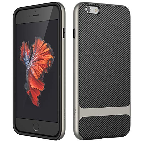 Book Cover JETech Case for iPhone 6s Plus and iPhone 6 Plus, Slim Protective Cover with Shock-Absorption, Carbon Fiber Design, Grey