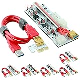 Ubit 6-PCS PCI-E Riser for BitcoinLitecoinETH coin PCIe VER 006C 6 PIN 16x to 1x Powered Riser Adapter Card 6-Pin PCI-E to SATA Power Cable - GPU Riser Adapter - Ethereum Mining ETH