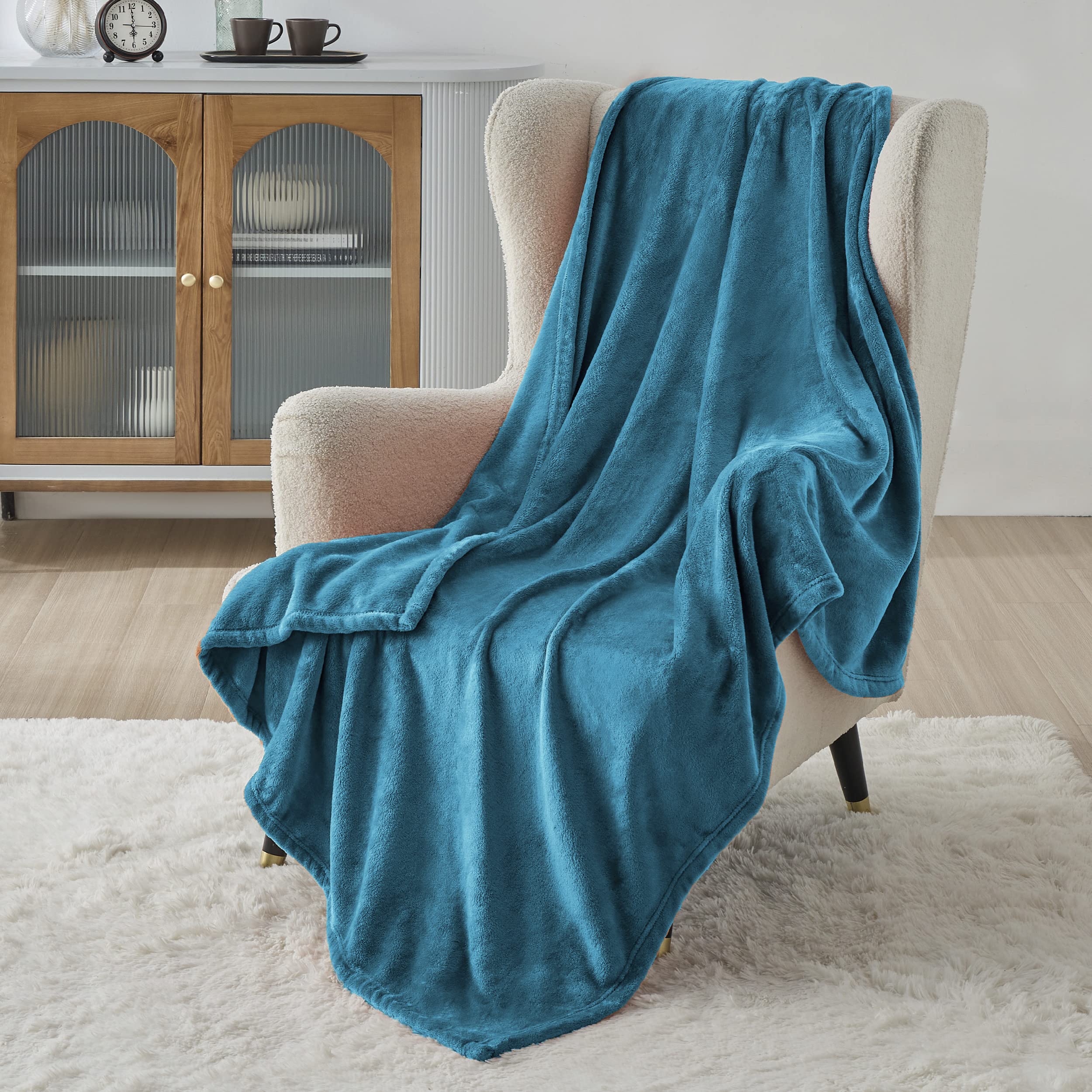 Book Cover Bedsure Fleece Blanket Twin Blanket Teal-300GSM Soft Lightweight Plush Cozy Twin Blankets for Bed,Sofa,Couch,Travel,Camping,60x80 inches Twin (60