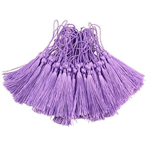 100pcs 13cm/5 Inch Silky Floss Bookmark Tassels with 2-Inch Cord Loop and Small Chinese Knot for Jewelry Making, Souvenir, Bookmarks, DIY Craft Accessory