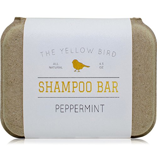 The Yellow Bird Peppermint Shampoo Bar Soap. Sulfate Free. Natural and Organic Ingredients. Anti Dandruff, Itchy Scalp, Psoriasis. Includes Conditioning Argan and Jojoba Oils.