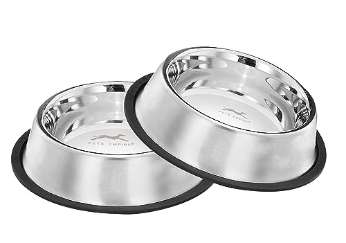 PETS EMPIRE Stainless Steel Dog Bowl, Set of 2 x 700ml, Modern, Silver, No-Tip, Spill-Proof, Dishwasher-Safe, for Dogs, Medium Breed, Multiple Pets, Wet Food