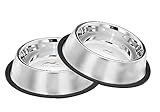 PETS EMPIRE Stainless Steel Dog Bowl, Set of 2 x 700ml, Modern, Silver, No-Tip, Spill-Proof, Dishwasher-Safe, for Dogs, Medium Breed, Multiple Pets, Wet Food