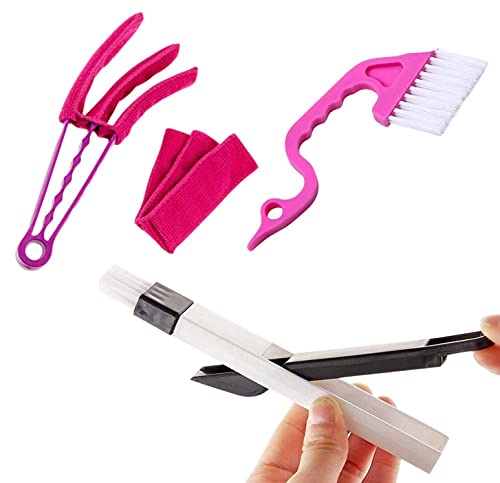 Blind Cleaner Duster Tool - Window Track Cleaning Brush Kit - 2 Microfiber Dust Sleeves | Clean Shades, Shutters, Air Conditioner, Car Vents, Wood, Venetian, Jalousie, Sliding Door, Windowsill, & More