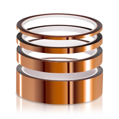 ELEGOO High Temp Tape, 4 Pack Polyimide High Temperature Resistant Tape Multi-Sized Value Bundle 1/8’’, 1/4’’, 1/2’’, 1’’ with Silicone Adhesive for Masking, Soldering etc.