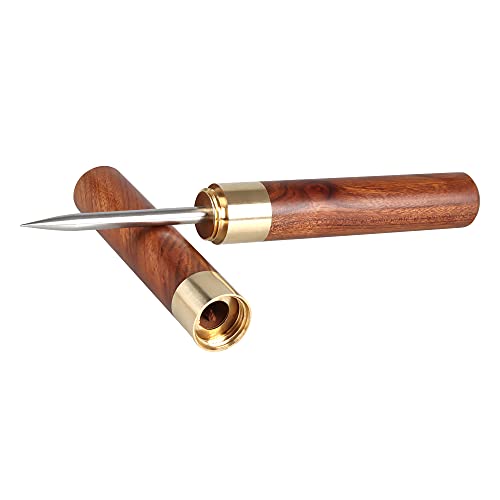 Welldoit 9" Stainless Steel Ice Pick with Wooden Handle and Sheath Kitchen Tool (Brown)