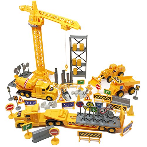 Boley 100-Piece Construction Project and Vehicles Play Set - Variety Pack of Construction Toys Cars Vehicles and Playset Toy Accessories for Boys, Girls, and Toddler Builders