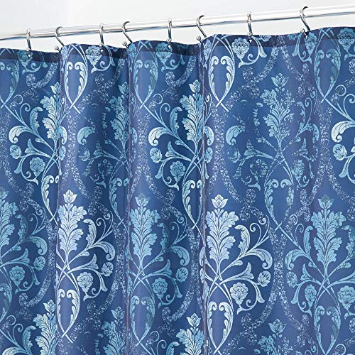 Book Cover mDesign Decorative Vintage Damask Print - Easy Care Fabric Shower Curtain with Reinforced Buttonholes, for Bathroom Showers, Stalls and Bathtubs, Machine Washable - 72
