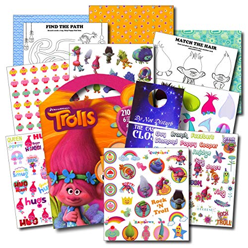 Book Cover Trolls Poppy Stickers Set - Trolls Grab and Go Play Pack Bundle with Coloring Sheets, Stickers, More | Trolls Activity Set for Girls