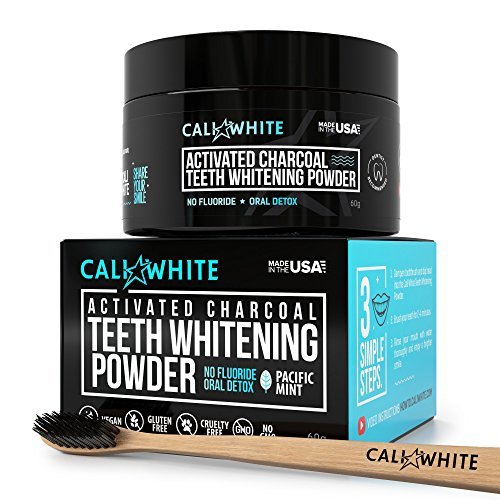 Book Cover Cali White Vegan Activated Charcoal Teeth Whitening Powder 20gram, Best Natural Tooth Whitener, Black Carbon Coco from Organic Coconut, Faster Than Toothpaste & Strips (Toothbrush NOT Included)