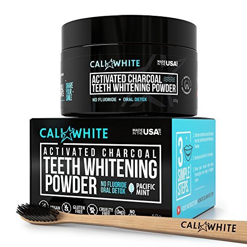 Cali White Vegan Activated Charcoal Teeth Whitening Powder 20gram, Best Natural Tooth Whitener, Black Carbon Coco from Organic Coconut, Faster Than Toothpaste & Strips (Toothbrush NOT Included)