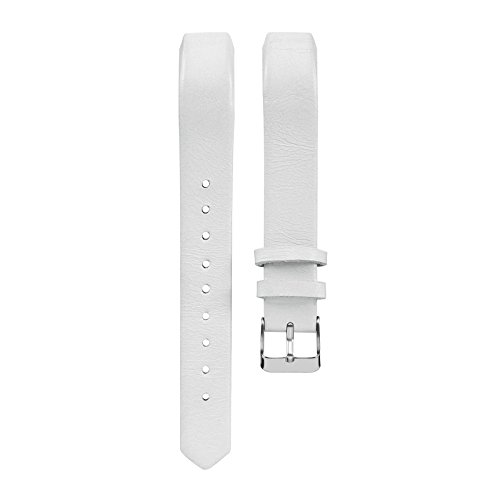 TenYun for Fitbit Alta (HR) Band/Alta HR 2017 Man/Woman Genuine Leather Band Adjustable Replacement Accessories Strap/Bands with Metal Connectors for Fitbit Alta (HR) Fitness Band (White)