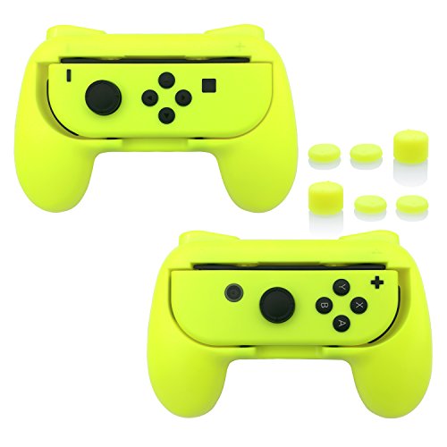 Book Cover FastSnail Grips for Nintendo Switch Joy-Con, Wear-Resistant Handle Kit for Switch Joy Cons Controller, 2 Pack(Yellow)
