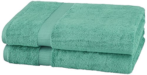 Book Cover Amazon Brand â€“ Pinzon Organic Cotton Bath Sheet Towel, Set of 2, Mineral Green