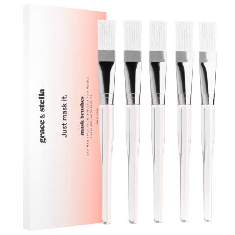 Book Cover Facial Mask Application Brushes (Pack of 5) - Soft Synthetic Brushes for Face Mask Application (Professional Quality)
