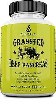Ancestral Supplements Grass Fed Pancreas â€” Digestive, Proteolytic Enzymes (Including Trypsin) and Pancreatic Support (180 Capsules)