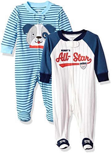 Carter's Baby Boys' 2-Pack Cotton Sleep and Play, Allstar/Dog, 3 Months