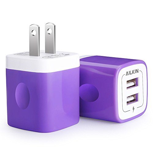 USB Wall Charger, [2-Pack] 5V/2.1AMP Ailkin 2-Port USB Wall Charger Home Travel Plug Power Adapter Charging Replacement for iPhone X/8/7/6s/ Plus, Samsung Galaxy S7 S6, HTC, LG, Table, Motorola & More