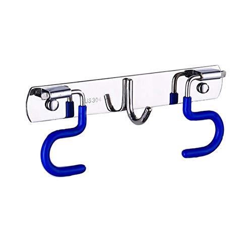 Exttlliy 304 Stainless Steel Broom Holder Organizer Multifunctional S-Style Wall Mount Mop Storage Hanger Racks (4 Positions Hooks)