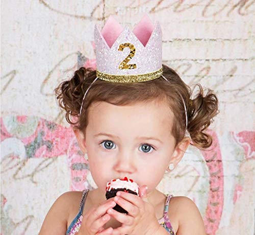 Baby Girl 2nd Birthday Decoration- Golden Crown Birthday Headband