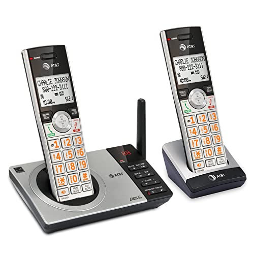 Book Cover AT&T CL82207 DECT 6.0 2-Handset Cordless Phone for Home with Answering Machine, Call Blocking, Caller ID Announcer, Intercom and Unsurpassed Range, Silver