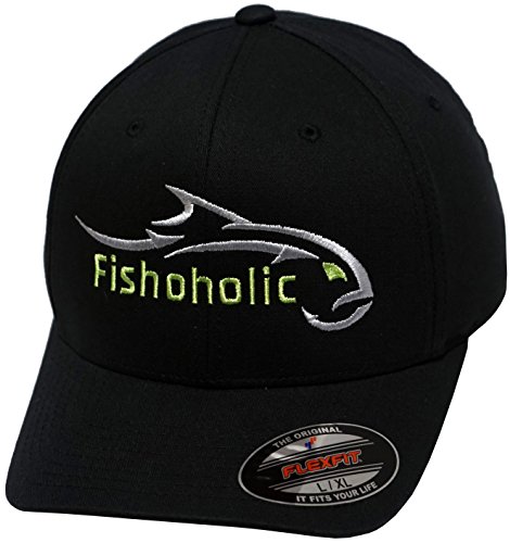 Fishoholic Fishing Hat - 8 Colors & 3 Sizes - Flexfit (R) & Snapback Trucker Make Fishing Gift for Fishaholic Men & Women