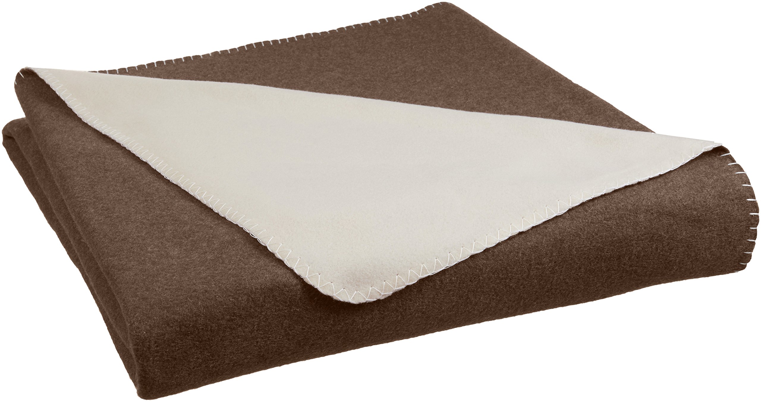 Book Cover Amazon Basics Reversible Fleece Blanket - Twin/Twin XL, Chocolate/Tan